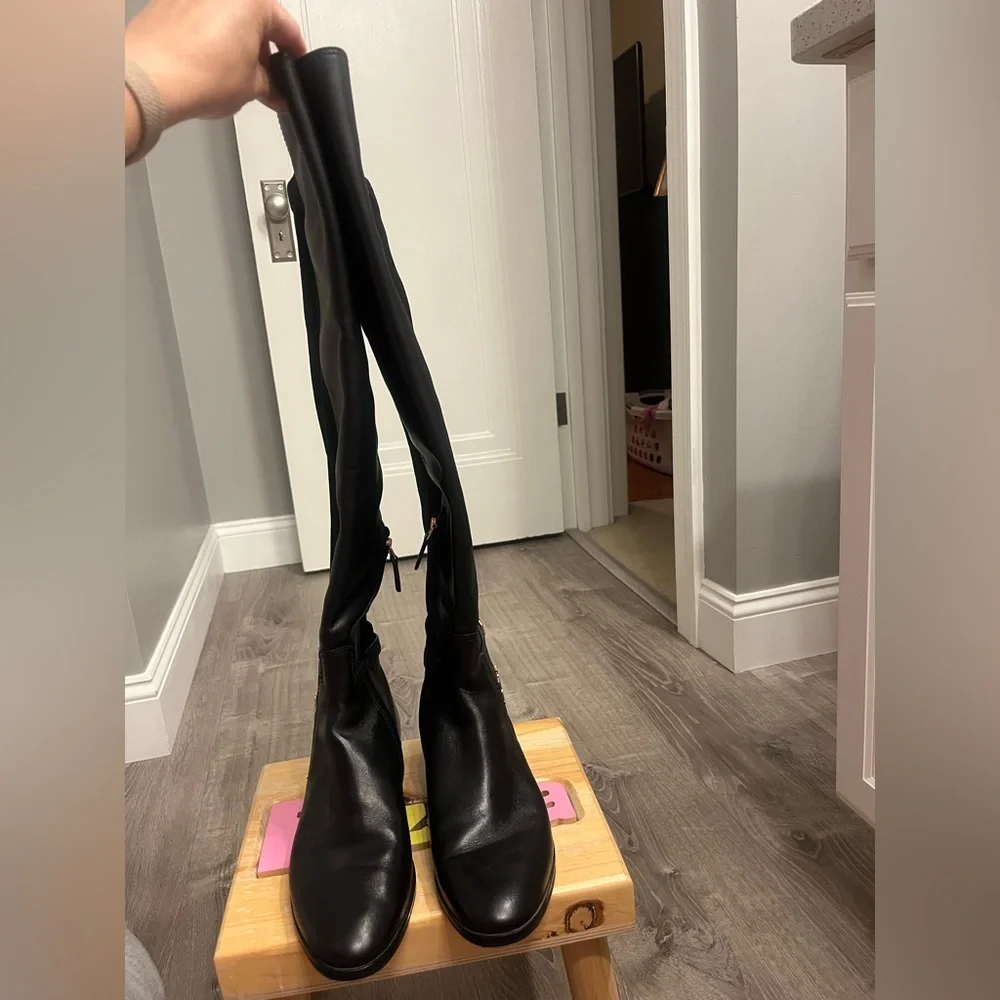 Women's Tory Burch Wyatt Over The Knee Black Leather Boots- Size 8.5- Pre-owned
